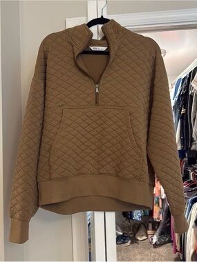 DSG Quilted Half-Zip Pullover - Camel Brown